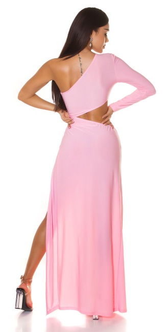 One-Arm Gala dress with cut outs Pink